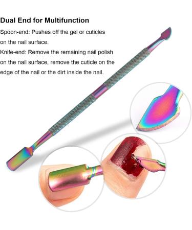 Rainbow Stainless Steel Cuticle Pusher Set - 4 Pieces Dual-End Nail & Gel Polish Removal Tools for Manicures and Pedicures - Buy Online on GoSupps.com
