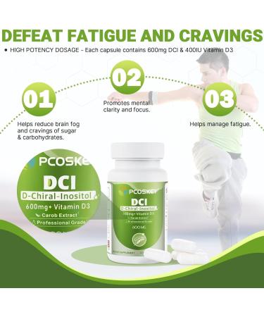 pcoskey D-Chiral-Inositol with Vitamin D3 600mg DCI + 400 IU Vitamin D3 Hormonal Balance & Ovary Support 60 Vegetarian Capsules - Buy Online on GoSupps.com