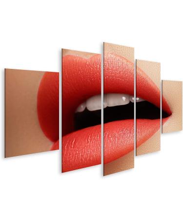 GBDV-MFPx Image on Canvas Cosmetics Makeup Gloss Lipstick On Lips Closeup of Beautiful Female Mouth with Red and Pink Lipp Makeup Part Of Face Wall Living Room Home Office Bedroom Images - Buy Online on GoSupps.com