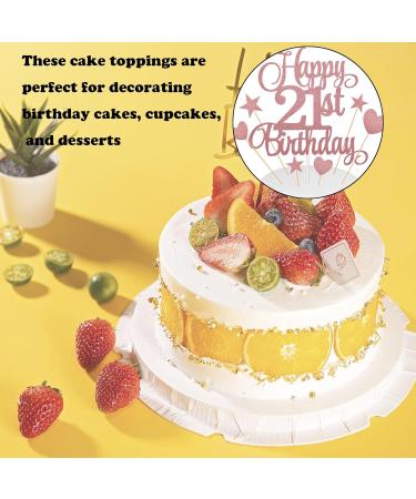21st Birthday Cake Topper 2 PCS Cake Topper Happy 21st Birthday Cake Topper Double Sided Glitter Card Cake Decorations with Stars for Birthday Anniversary Party Decorations - Buy Online on GoSupps.com