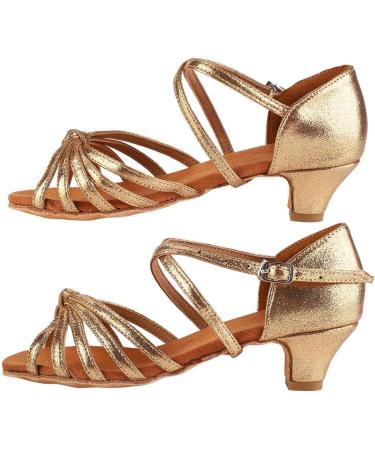Comfortable Gold Latino Dance Shoes for Girls - PU Soft 4cm Heel Size 35 EU | International Shipping Available - Buy Online on GoSupps.com