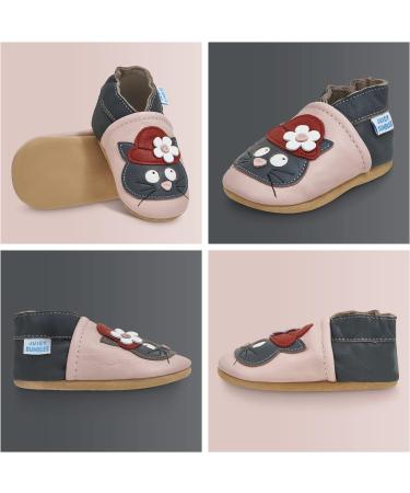 Soft Sole Leather Toddler Shoes for Baby Girl and Baby Boy | Baby Walking Shoes 2-3 Years | Black Cat Design - Buy Online on GoSupps.com