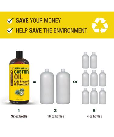 32 fl oz Pure Jamaican Black Castor Oil - Unrefined & Hexane Free - for Hair Growth, Eyelashes, Eyebrows, Skin Healing & Care - Buy Online on GoSupps.com