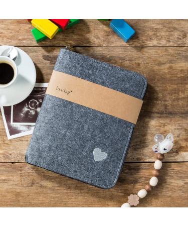 Luxdag A5 Mom's Organizer with Zipper - Felt Case for Mother's Pass U-Magazine Ultrasound Pictures & Vaccination Pass - Perfect Gift for Expectant Mothers in Gray with Heart Embroidery - Buy Online on GoSupps.com