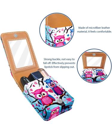 Buy Leather Lipstick Case - Mini Organizer with Mirror & Cartoon Owl Design | International Shipping Available - Buy Online on GoSupps.com