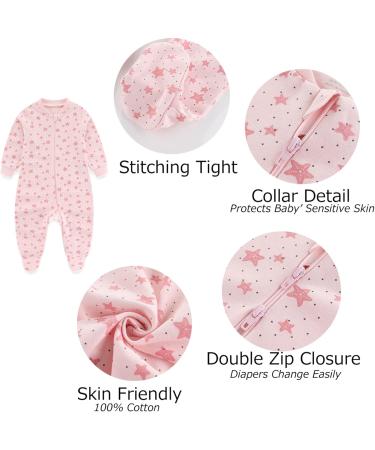MAMIMAKA Baby Girls 6-9 Months Footed Pajamas - Hedgehog, Fox, Stars Design - Buy Online on GoSupps.com