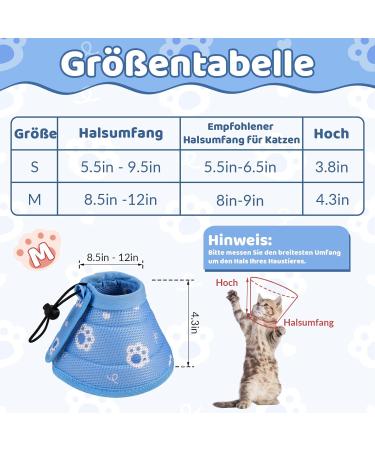 Fanshionstide Adjustable Anti-Trimming Cat Collar - Soft Protective Collar for Cats & Puppies Post-Surgery (M Blue) - Buy Online on GoSupps.com
