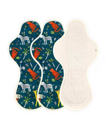 think ECO Printed Absorbent Type Pad 3p Organic Reusable Cotton Pads Menstrual Pads Sanitary Napkins Many Pattern 3 Pads. (Zoo Night pad Plus) Zoo Night pad Plus