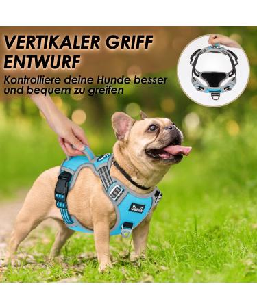 Eyin Adjustable Dog Harness for Large Dogs - Breathable Reflective Padded with Handle | Perfect for Daily Training (Blue L) - Buy Online on GoSupps.com