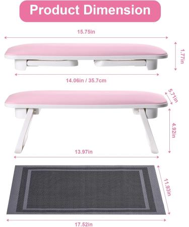 ROLIZOE Foldable Nail Arm Rest 40cm Soft PU Leather Manicure Pillow Nail Cushion No Drilling Anti-Slip Manicure Hand Rest with Nail Mat Nail Hand Pillow Manicure Cushion Beginner for Nail Art (Pink) - Buy Online on GoSupps.com