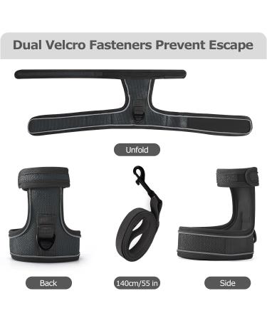 HEYWEAN Cat Harness and Leash Set - Escape Proof Kitten Harness for Outdoor Walking - Adjustable and Reflective - Dark Grey - Sizes S, M, L - Buy Online on GoSupps.com