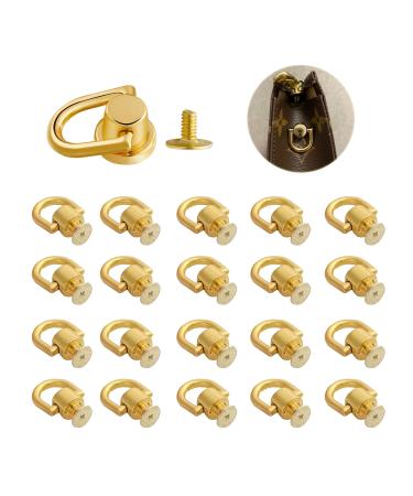 20 Pieces D Ring Stud Screw Ball Post Head Buttons Stud Screw  Metal D Ring Rivets for Wallet Strap Shoes Accessories Leather Cross Body Purse Craft XBS0617003 Golden