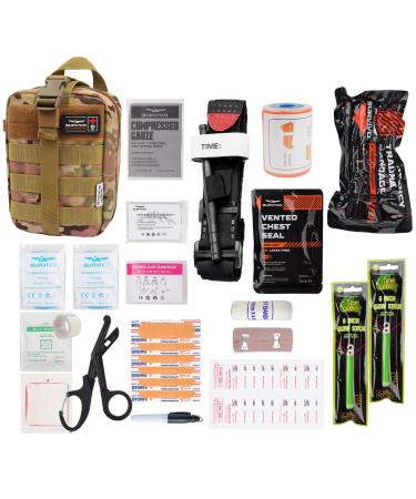 SURVIVD Standard IFAK Trauma First Aid Kit (Upgraded) | Tactical Medical Kit for Bleeding Control for Military, Police, Camping, Hiking, Motorcycle, Car (Combat Camo)