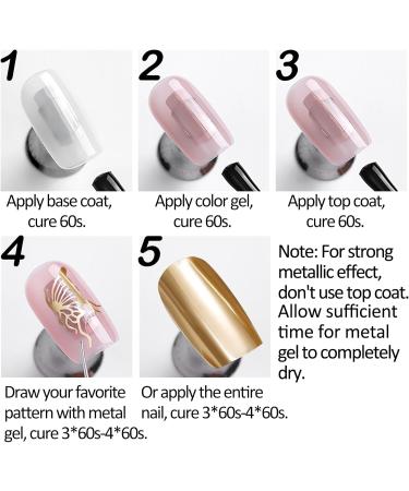 U-Shinein 8ml Metallic Painting Gel Metal Painted Gel Nail Polish 3D Metal Painting Gel Drawing Mirror Nail Gel Polish Glossy DIY Nail Art Manicure -Golden - Buy Online on GoSupps.com