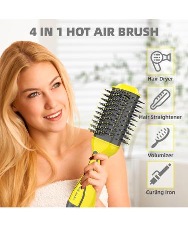 Buy Dual Voltage Hair Dryer Brush - Wizchark Hot Air Brush for European Travel | 110v-240v | Negative Ion Straightening & Curling - Buy Online on GoSupps.com