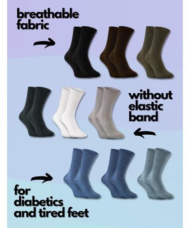 Rainbow Diabetic Non-Binding Loose Socks - Steel - Size US 11.5-13 EU 44-46 - 1 Pair - Buy Online on GoSupps.com