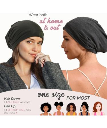 100% Mulberry Silk Lined Sleep Cap - Green | Hat Hut Pure Silk Bonnet - Buy Online on GoSupps.com