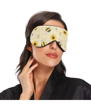 Haskirky Light Blocking Eye Mask | Breathable & Adjustable for Men and Women | Ideal for Travel, Yoga, Meditation, Office, and Deep Sleep | Sunflowers Plaid Design - Buy Online on GoSupps.com