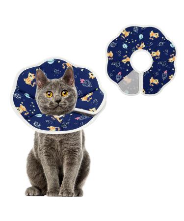 Amabro Small Cat Cone Collar Soft Kitten Recovery Cone Adjustable Protective Pet Cone Collar Fasteners Collars Kitten Wounds Not Block Vision Dogs Puppies(M Size)