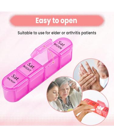 Pill Box 4 Times a Day 7 Days Pill Organiser Box with 28 Compartments Weekly Pill Case for Morning Noon Evening and Bed Time (Pink) - Buy Online on GoSupps.com