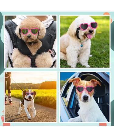 Lewondr Small Dog Sunglasses - UV Protection Goggles with Adjustable Strap for Pet Dogs - Pink Heart Shape - Buy Online on GoSupps.com