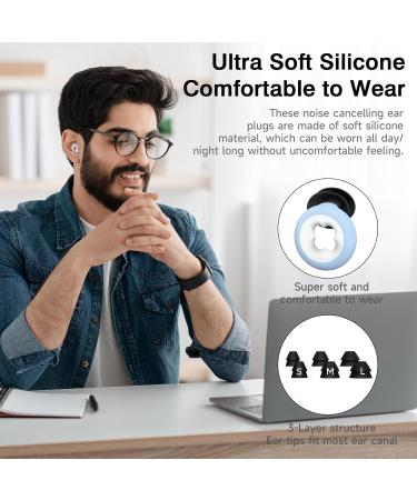 Buy Ear Plugs for Sleeping - Reusable Silicone Noise Reduction Earplugs with 33dB Protection - 6 Sizes & Sky Blue Color - Buy Online on GoSupps.com