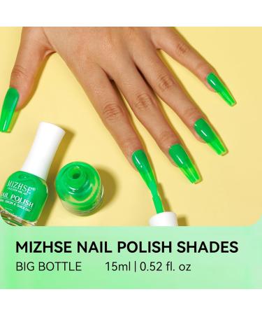 MIZHSE Quick Dry Neon Green Nail Polish - Water-Based 15ml High Gloss Manicure Lacquer for DIY Nail Art & Salon Use - Ideal Gift - Buy Online on GoSupps.com