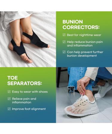 VICORRECT Bunion Corrector - Orthopedic Bunion Splint for Women and Men - Big Toe Straightener - Non-Surgical Hallux Valgus Correction - Day/Night Support (2PC) - Buy Online on GoSupps.com