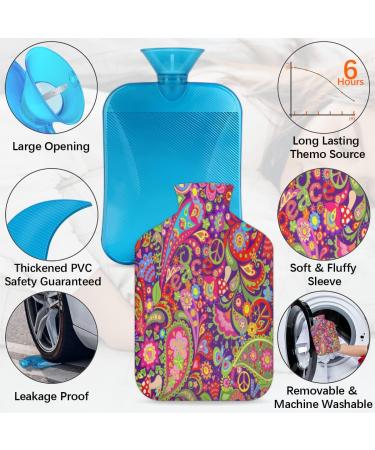 2L Ethnic Paisley Flower Hot Water Bottle - Pain Relief Cold & Heat Therapy Menstrual Cramps PVC Hand & Foot Warmer - Buy Online on GoSupps.com
