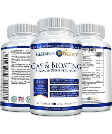Research Verified Gas & Bloating Relief - Vegan Artichoke Ginger & Peppermint Powder - 180 Capsules (Pack of 3 - Buy Online on GoSupps.com