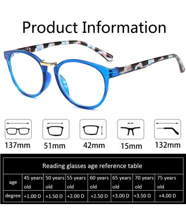 Ery Fashion Reading Glasses - Anti-Blue Light Progressive Multifocal Readers for Men & Women - HD Printed Spring Hinges +2.00 Blue - Buy Online on GoSupps.com