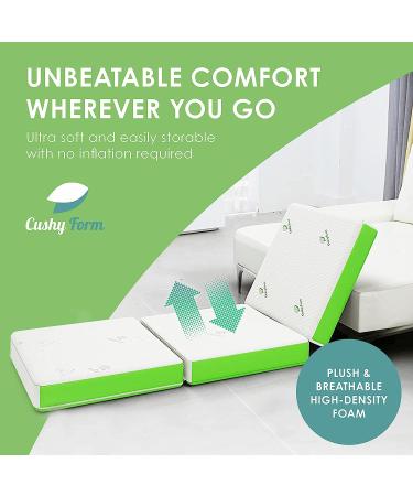 Cushy Form 4 Inch Foldable Foam Floor Mattress for Camping and Travel - Portable Bed for Adults & Kids - College Dorm Room Essentials - Buy Online on GoSupps.com
