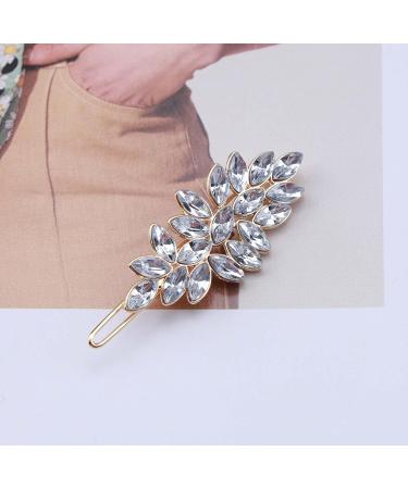 Bohemia Rhinestone Leaf Hair Clip Barrette - Gold Crystal Hairpin for Women and Girls - Buy Online on GoSupps.com