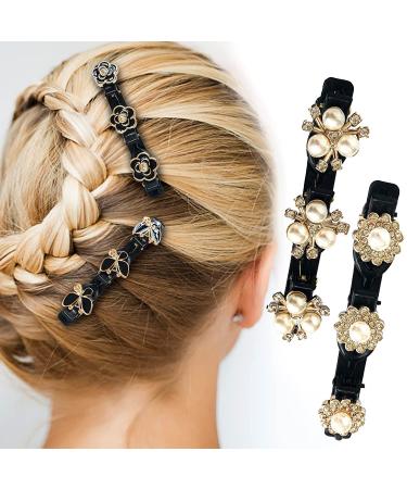 4PCS Crystal Stone Braided Hair Clips - Sparkling Duckbill Clip for Women/Girls with 3 Small Clips | Four-Leaf Clover Hairpin | B-Mixed - Buy Online on GoSupps.com