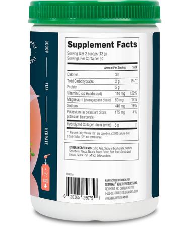 Organik Electrolytes with Enhanced Collagen Powder for Women & Men - 13 oz - Strawberry Peach-Flavored Effervescent Electrolyte & Collagen Drink Mix - Deep Hydration Mobility Skin Hair & Nails - Buy Online on GoSupps.com