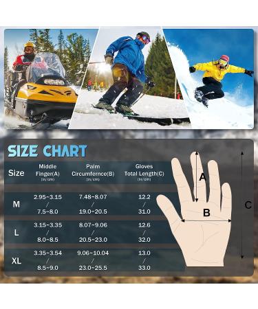 Winter Ski Gloves Waterproof & Windproof - Warm Touchscreen Snowboard Gloves for Men, Women & Boys - Breathable Snowboarding Glove with Wrist Leashes in Black - Medium - Buy Online on GoSupps.com