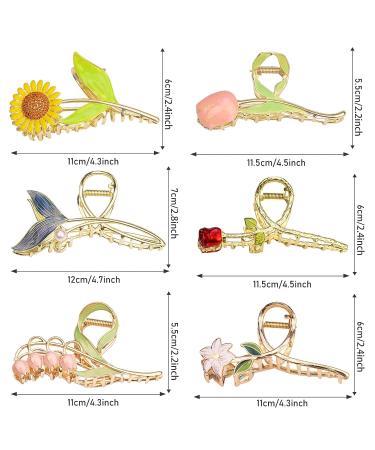 6 Pcs Flower Metal Hair Claw Clips - Tulip Hair Barrettes for Woman and Girls - Strong Hold Hair Clamps - Fashion Accessories for Thick Curly Hair - Buy Online on GoSupps.com