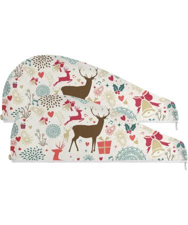 Vintage Reindeer Microfiber Hair Drying Towel for Women - 2 Pack | Fast International Shipping - Buy Online on GoSupps.com
