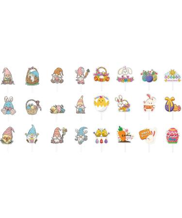 Fun Easter Dessert Decor Easter Cupcake Toppers Pack Of 12 Rabbit Gnomes Cakes Cupcake Pick Dessert Decorations Glitter - Buy Online on GoSupps.com