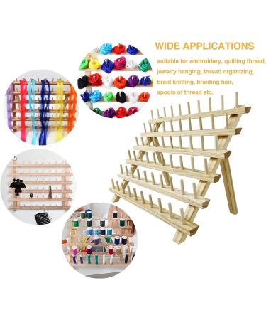 WENNUO Wooden Thread Rack Organizer for 60 Spools - Embroidery & Sewing Thread Holder with Hanging Hooks - Braiding Hair Rack for Hair Stylists - Buy Online on GoSupps.com