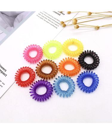 20 Pieces Colorful Elastic Hair Gums for Girls - Stretchable Coil Bobble Hair Accessories | Random Transparent Colors - Buy Online on GoSupps.com