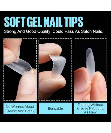TOMICCA Short Coffin Nail Tips 360PCS - Soft Gel Full Cover Matte Clear False Acrylic Nails Kit - Buy Online on GoSupps.com