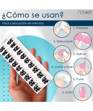  NOOVES NOOVES NAILS Premium Gel Nail Sheets - Floral Black - French | Semi-Permanent Gel Nail Strips | Semi-Permanent Gel Nail Stickers | Gel Nail Stickers | Gel Nails - Buy Online on GoSupps.com