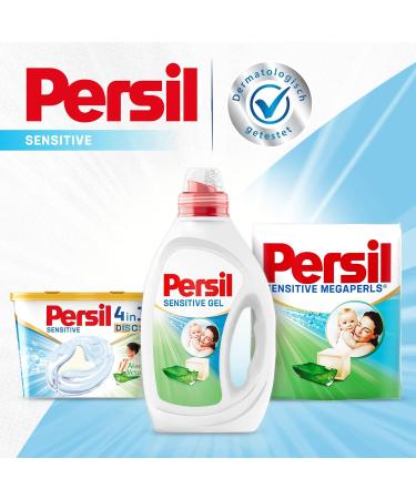 Persil Sensitive Gel 40 WL - Liquid Detergent for Allergy Sufferers & Babies | Soothing Aloe Vera | Effective from 20 C to 95 C | 900ml (2 Pack) - International Shipping Available - Buy Online on GoSupps.com