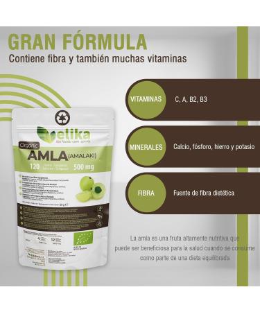 ORGANIC Amla Elikafoods ORGANIC. 120 tablets of 500mg. Strengthens hair and skin. Contains vitamin C minerals and antioxidants. 100% natural vegan and gluten-free. - Buy Online on GoSupps.com
