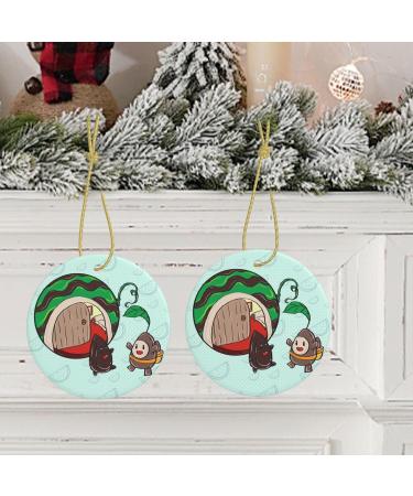 YYHHAOFA Sunflower Seeds Watermelon Seeds Prints Christmas Ceramic Round Pendant Decoration - Festive Hanging Ornament for Stores and Homes -2.9 in - Buy Online on GoSupps.com