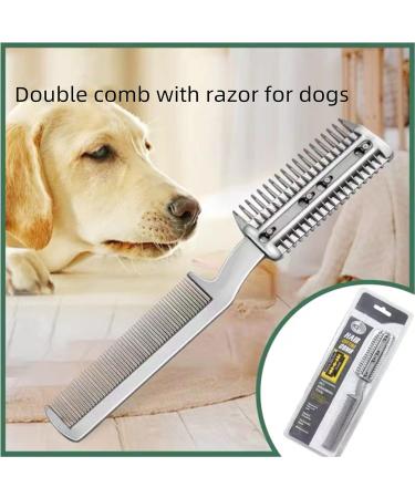 YEGERING 2Pcs Razor Comb for Dogs Pet Hair Shaper Razor Comb Hair Cutter Comb with Blades Razor Comb Double Sides Removal Comb Dual Side Cutting Scissors 17.5x6 centimeter - Buy Online on GoSupps.com