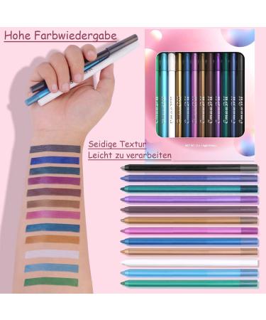 EONFAVE Matte GelEyeliner Set 12 Colors Waterresistant Kajal Pens Smooth and Smudgeproof and Longlasting Cream Pen with High Color Rendering for Colorful Eye Makeup - Buy Online on GoSupps.com