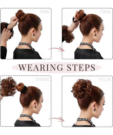 Natural Brown Wavy Curly Messy Hair Bun Extension | Scrunchie Hairpiece Ponytail | Chignons Wig 40g - Buy Online on GoSupps.com