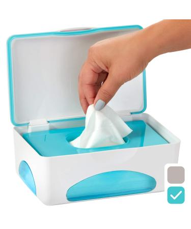 hiccapop Baby Wipe Dispenser | Baby Wipes Case | Baby Wipe Holder Keeps Diaper Wipes Fresh | Non-Slip, Easy Open & Close Wipe Container (Teal w/ Teal Window) Teal with Teal Windows